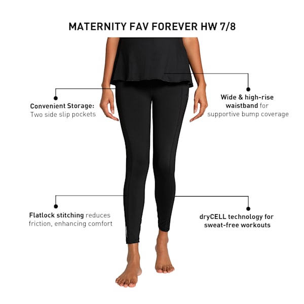 Maternity Fav Forever Women's High-Waist 7/8 Training Leggings, PUMA Black-PUMA Black, extralarge-IND