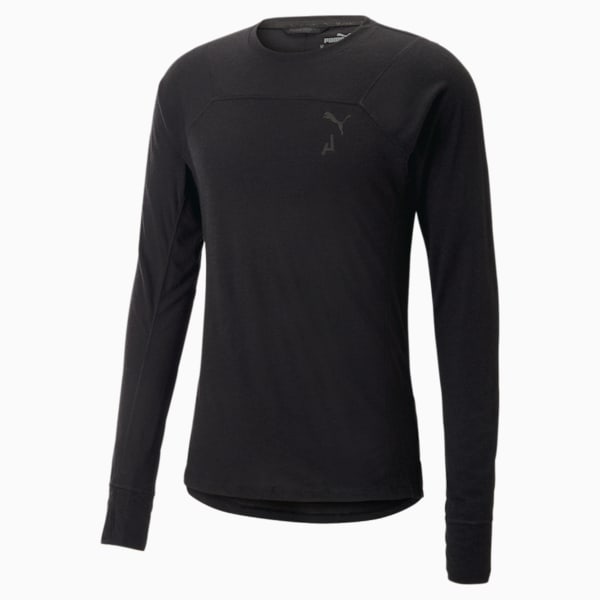 SEASONS Wool Long Sleeve Running Tee Men, Puma Black