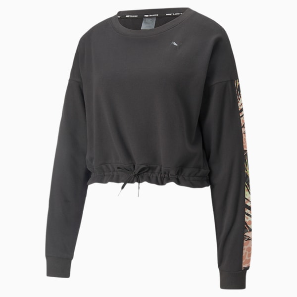 Train French Terry Women's Crew Neck Sweatshirt, Puma Black-Q2, extralarge