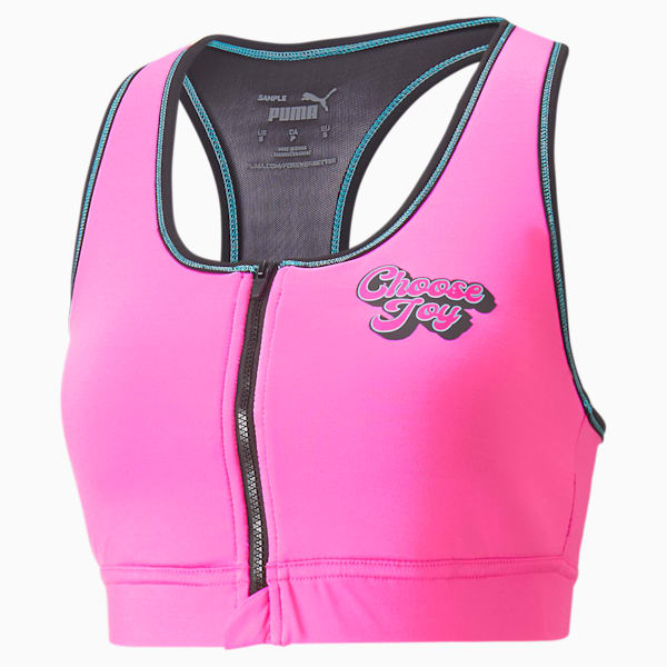 PUMA x BARBELLS FOR BOOBS Front-Zip Women's Sports Bra, Luminous Pink, extralarge