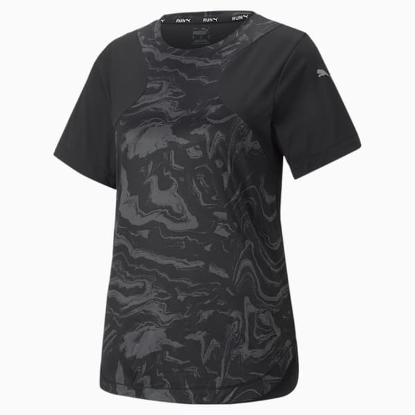 ウィメンズ ランニング グラフィック AOP 半袖 Tシャツ, Puma Black, extralarge-JPN