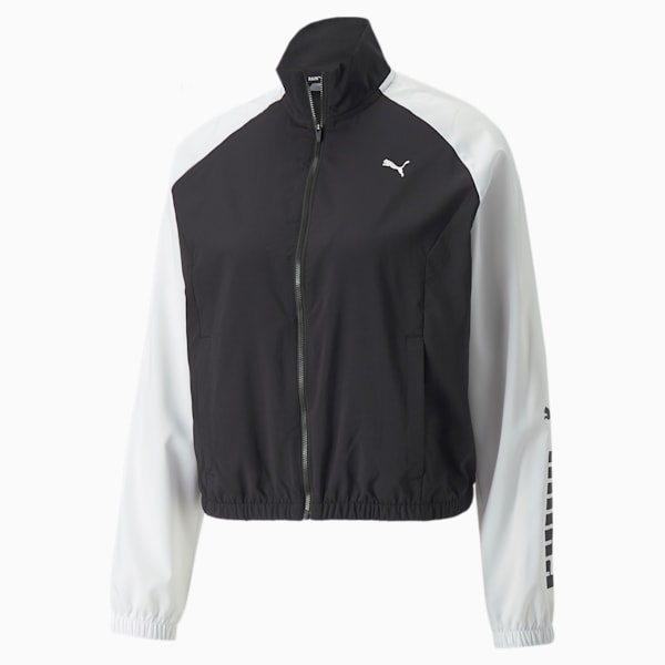 ウィメンズ トレーニング PUMA FIT ロゴ カラーブロック ウーブンジャケット, Puma Black-Puma White, extralarge-JPN