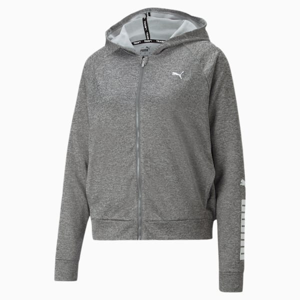 ウィメンズ トレーニング PUMA FIT テックニットフルジップ フーテッド ジャケット, Medium Gray Heather, extralarge-JPN