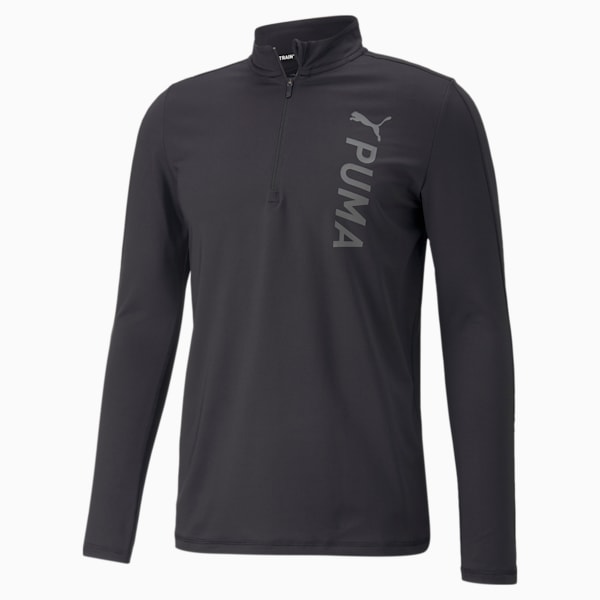 メンズ トレーニング PUMA FIT POLYSPAN 1/2 ジップ 長袖 Tシャツ, Puma Black
