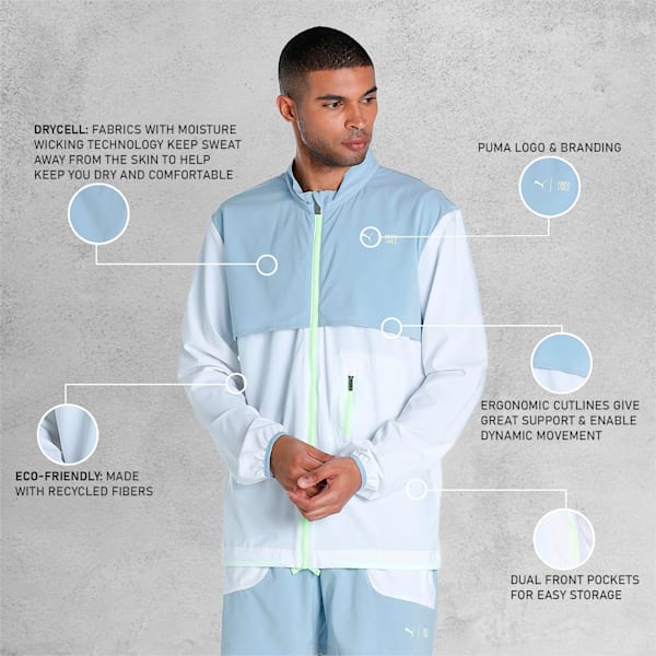 PUMA x FIRST MILE Woven Running Jacket Men, Puma White-Blue Wash, extralarge-IND