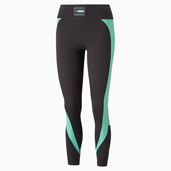 Train Fit Women's High Waist 7/8 Training Leggings, PUMA Black-Electric Peppermint, extralarge