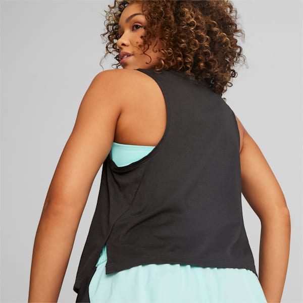PUMA FIT Tri-Blend Women's Training Tank Top, PUMA Black-Electric Peppermint, extralarge-IND