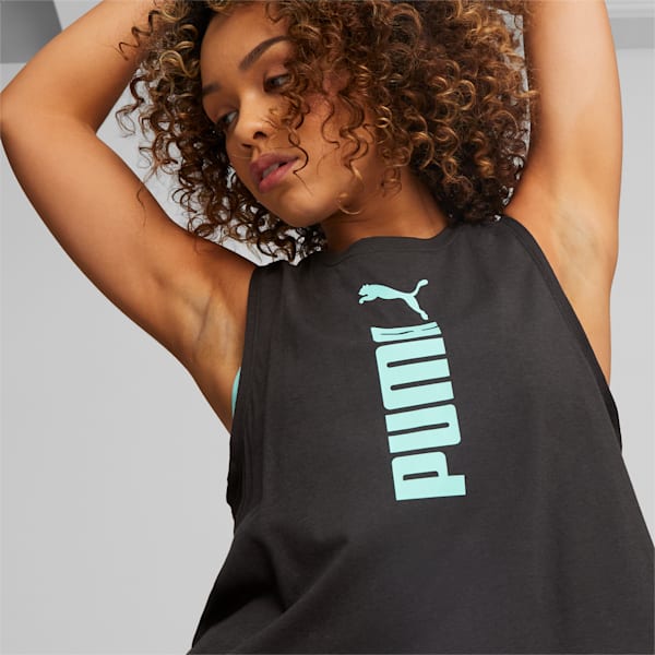 PUMA FIT Tri-Blend Women's Training Tank Top, PUMA Black-Electric Peppermint, extralarge-IND