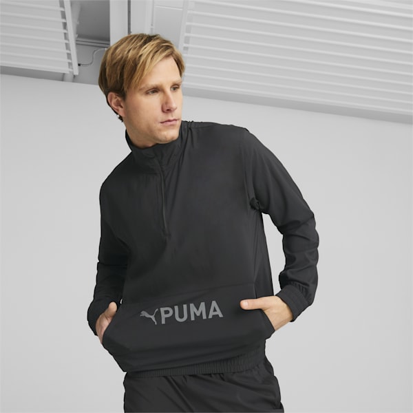 Train Fit Men's Woven Half-Zip Training Jacket, PUMA Black, extralarge