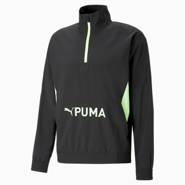 PUMA FIT Woven Men's Jacket, PUMA Black-Fizzy Lime, extralarge-IND