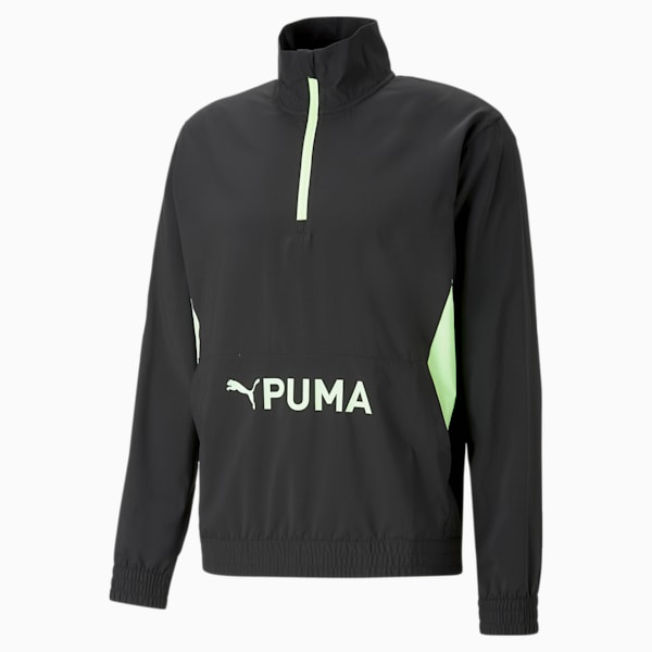 PUMA Fit Woven Half-Zip Training Jacket Men, PUMA Black-Fizzy Lime, extralarge