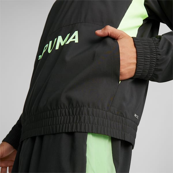 PUMA FIT Woven Men's Jacket, PUMA Black-Fizzy Lime, extralarge-IND