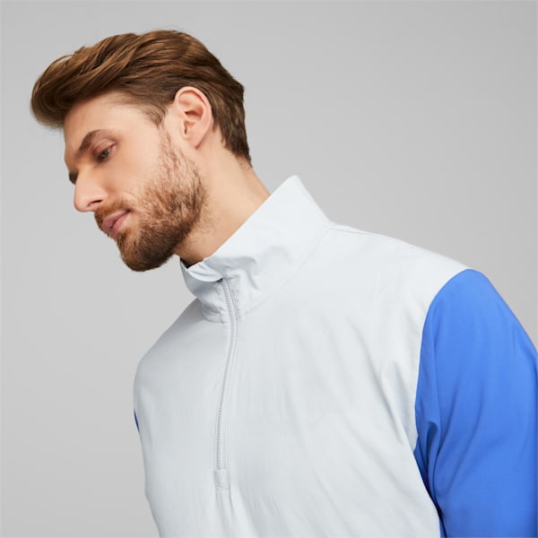 Polo Shirt Men Zipper Collar Fashion Long Sleeve Two Tone Sport Golf Zip T  Dress