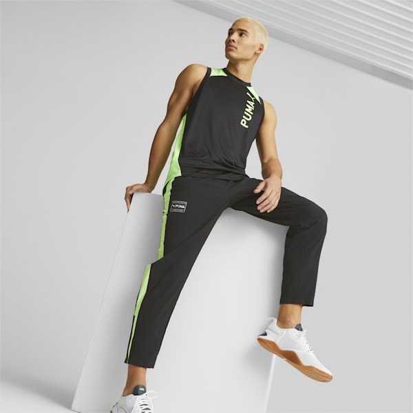 PUMA Fit Woven Men's Training Jogger, PUMA Black-Fizzy Lime, extralarge