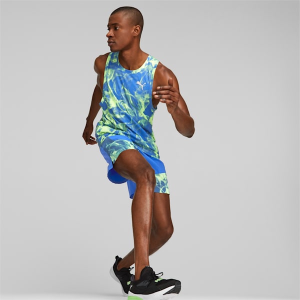 Run Favourite Printed Running Singlet Men, Royal Sapphire-AOP