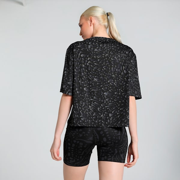 Train Favorite Women's Printed Crop T-Shirt, PUMA Black-Skin AOP, extralarge-IND