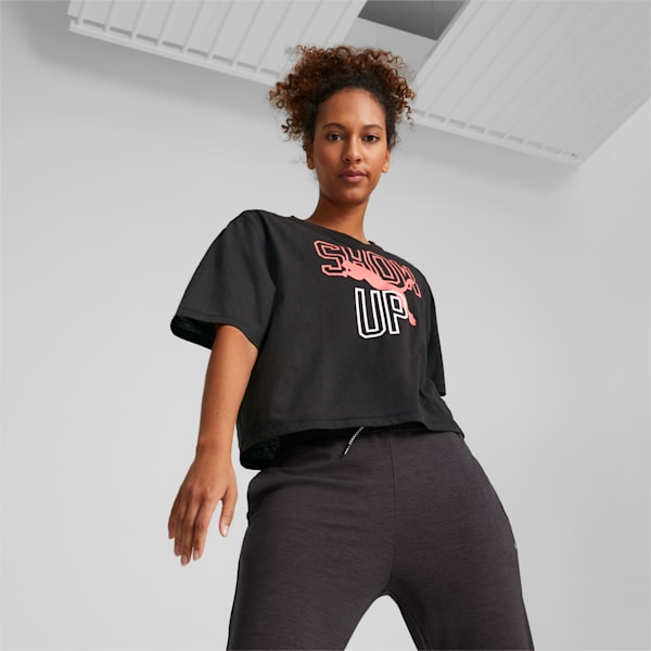 Graphic Show Up Women's Training Crop Top, PUMA Black, extralarge-IND