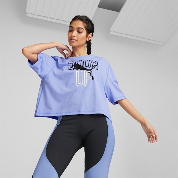 Graphic Show Up Women's Training Crop Top, Elektro Purple, extralarge-IND
