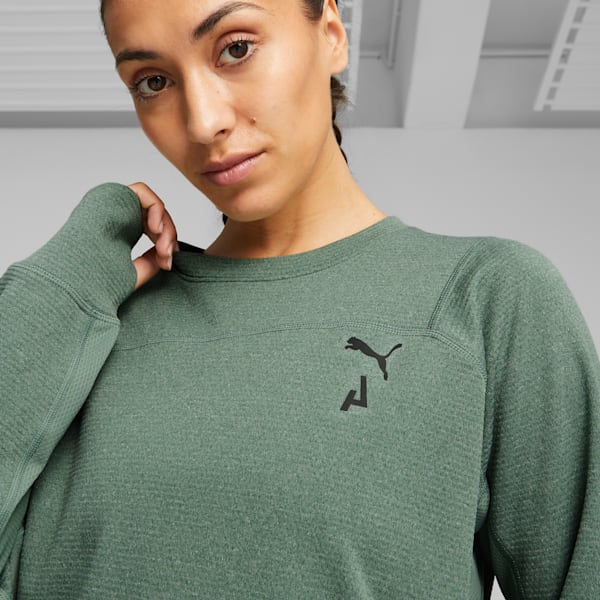 Top para mujer de manga larga SEASONS rainCELL para carreras de montaña, Eucalyptus, extralarge