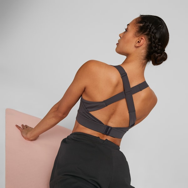 Bra de entrenamiento cruzado Yogini Mid Impact para mujer, PUMA Black, extralarge