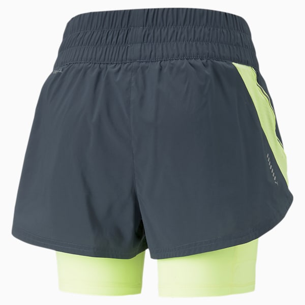 Shorts Run 2-in-1 para mujer, Dark Night-Fast Yellow, extralarge