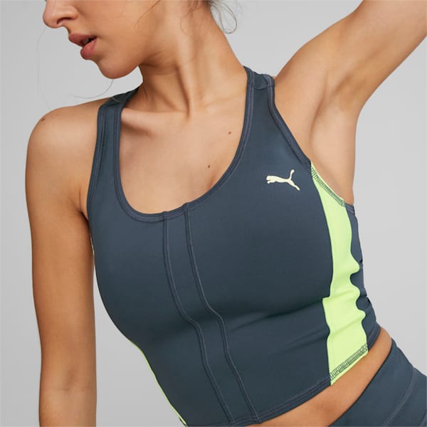 Top corto para correr PUMA x OLIVIA AMATO para mujer, Dark Night, extralarge