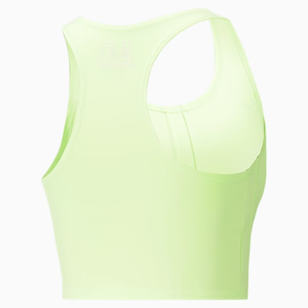 Top corto para correr PUMA x OLIVIA AMATO para mujer, Fast Yellow, extralarge