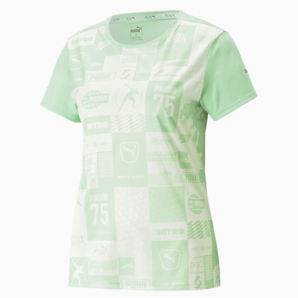 ウィメンズ ランニング RUN FAVORITE AOP 半袖 Tシャツ, Light Mint-AOP, extralarge-JPN