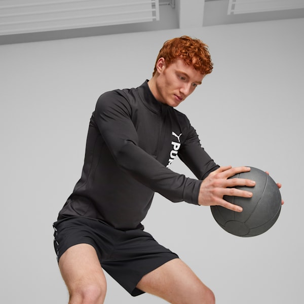 Chandail d’entraînement avec fermeture éclair quart de longueur et coutures collées PUMA Fit, hommes, PUMA Black, extralarge