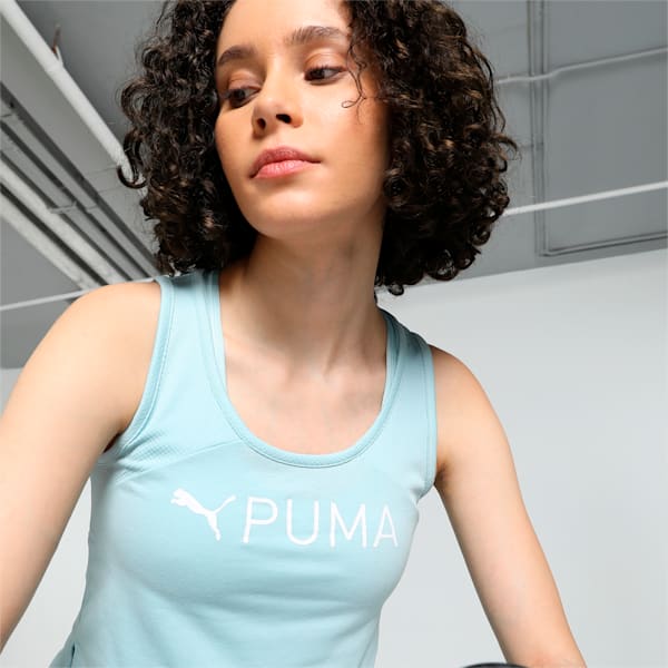 PUMA Fit Women's Training Skimmer Tank Top, Turquoise Surf-PUMA White, extralarge-IND