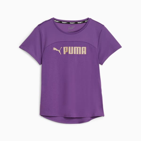 PUMA FIT Ultrabreathe Women's Training Tee, Purple Pop-PUMA Gold, extralarge