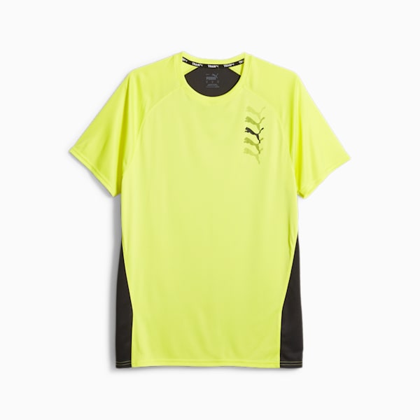 T-shirt graphique d’entraînement avec logo PUMA Fit Homme, Yellow Burst-PUMA Black, extralarge