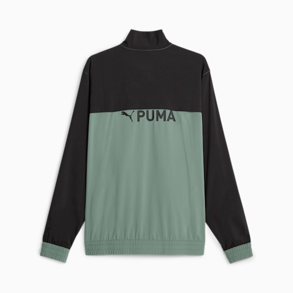 PUMA FIT Full-Zip Woven Men's Training Jacket, Eucalyptus-PUMA Black, extralarge-AUS