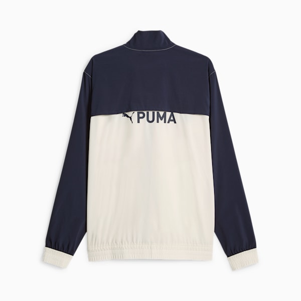 Chamarra para entrenar tejida de cierre completo PUMA FIT para hombre, Alpine Snow-PUMA Navy, extralarge