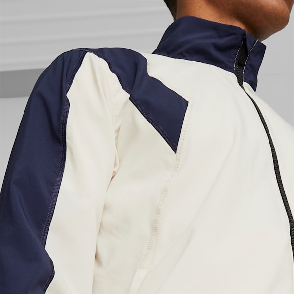 PUMA FIT Full-Zip Woven Men's Training Jacket, Alpine Snow-PUMA Navy, extralarge