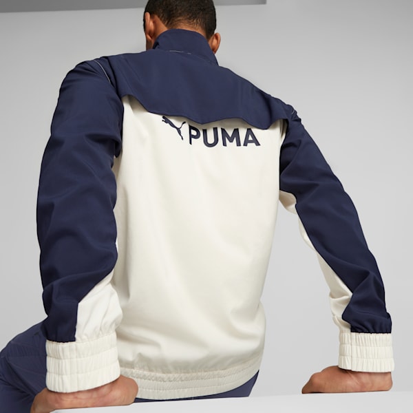 Chamarra para entrenar tejida de cierre completo PUMA FIT para hombre, Alpine Snow-PUMA Navy, extralarge