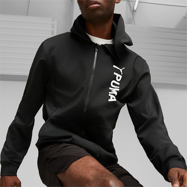 PUMA Fit Double Knit Men's Full-Zip Hoodie, PUMA Black, extralarge-IND