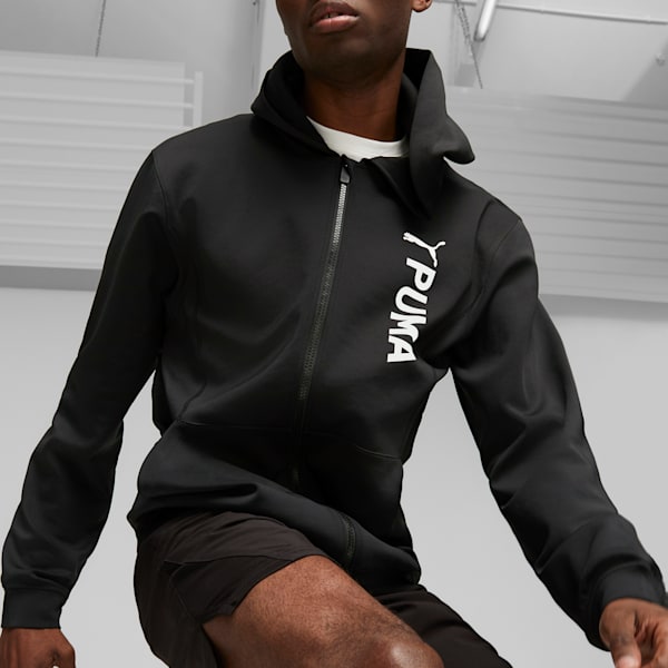 PUMA Fit Double Knit Men's Full-Zip Training Hoodie, PUMA Black, extralarge-IND