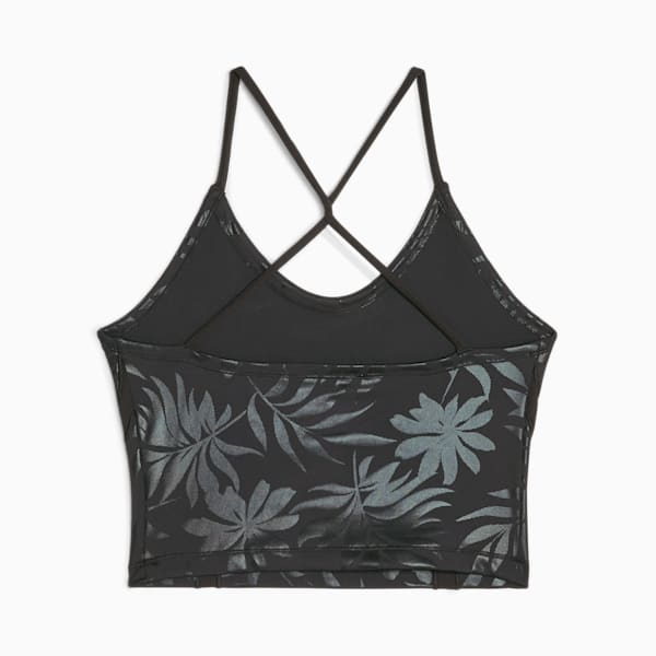 Camiseta corta de entrenamiento Studio estampada para mujer, PUMA Black-Q4 print, extralarge