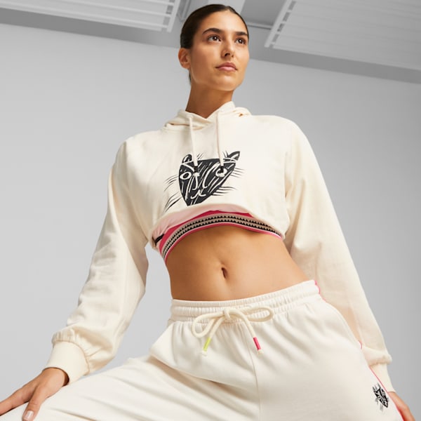 PUMA x LEMLEM Women's Cropped Long Sleeve Training Tee, Ghost Pepper, extralarge