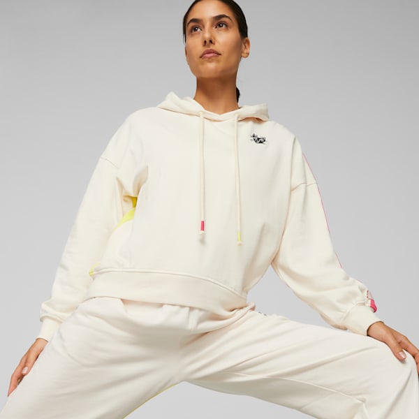 Sudadera con capucha PUMA x LEMLEM de entrenamiento de polar para mujer, Ghost Pepper, extragrande