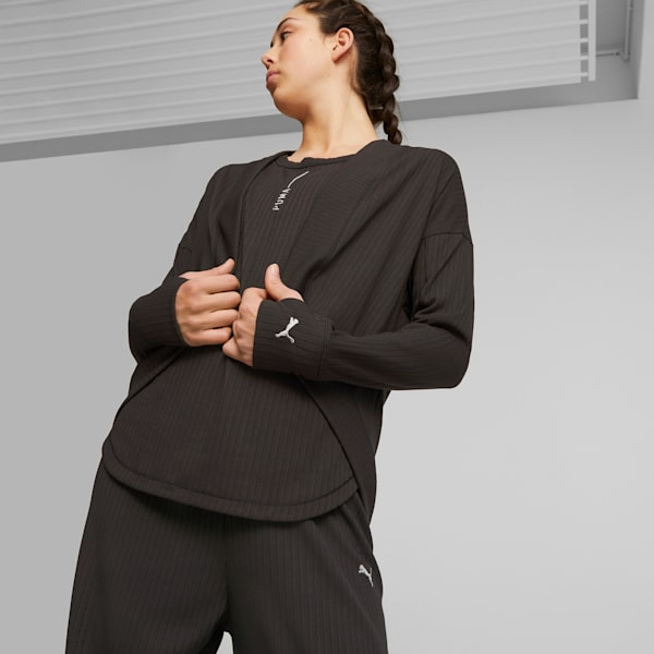 Studio Unwind Women's Long Training Cardigan, PUMA Black, extralarge