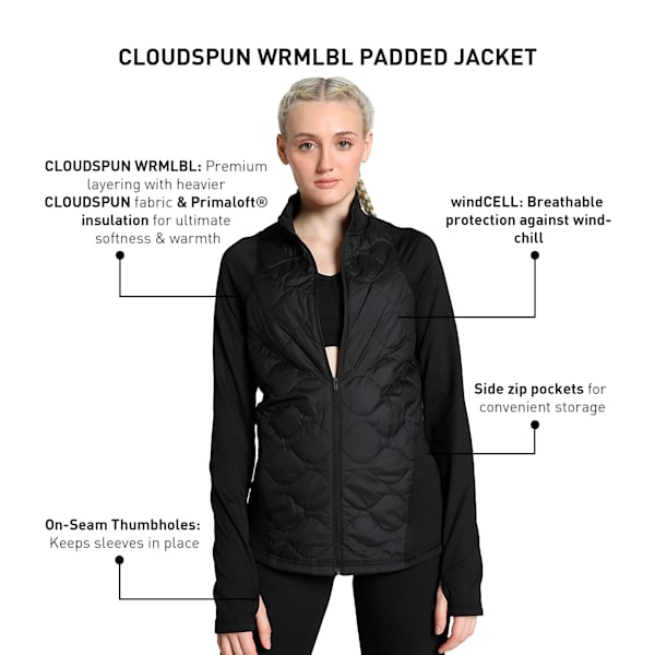 CLOUDSPUN WRMLBL Women's Padded Running Jacket, PUMA Black, extralarge-IND