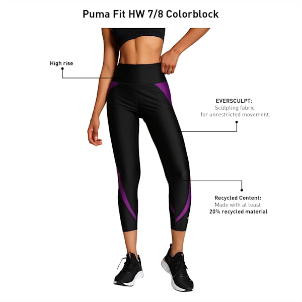 Puma Fit Women's High-Waist 7/8 Women's Training Leggings, PUMA Black-Purple Pop, extralarge-IND