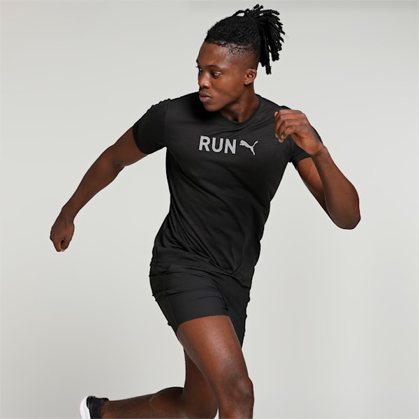 Run Men's Graphic Training Tee, PUMA Black-Q4 Graphic, extralarge-IND
