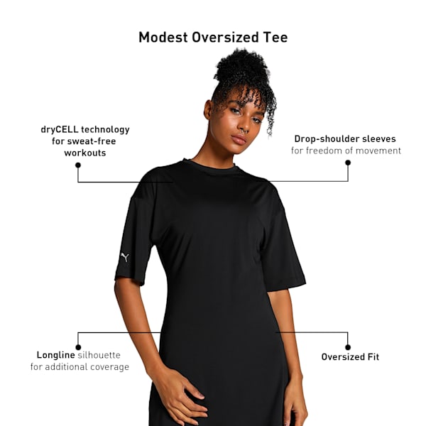 Modest Oversized Training Women's T-shirt, PUMA Black, extralarge-IND
