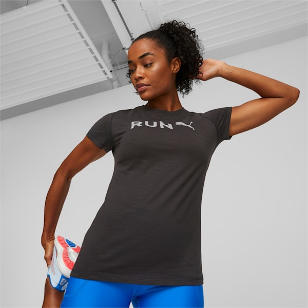 RUN PUMA Women's Training T-shirt, PUMA Black-Q3 Reflective Graphic, extralarge-IND