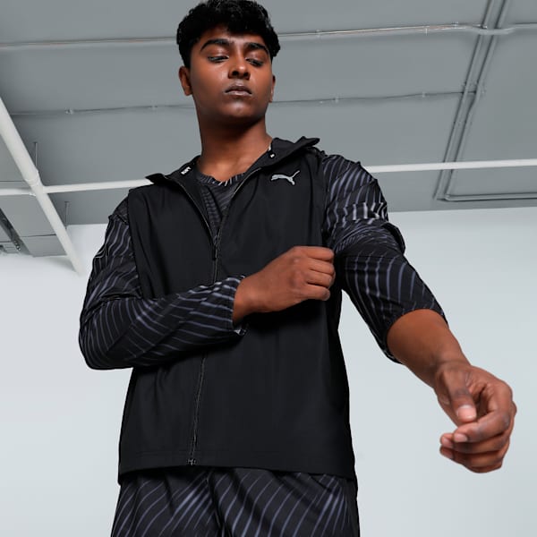 Run Favorite Men's Running Jacket, PUMA Black-AOP, extralarge-IND