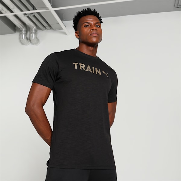 Men's Training T-shirt, PUMA Black-Q3 Graphic, extralarge-IND