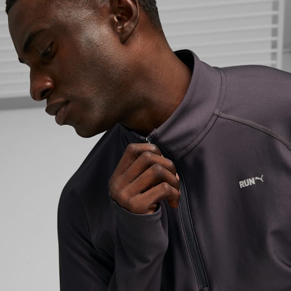 M RUN Men's Running Quarter-zip, Flat Dark Gray, extralarge